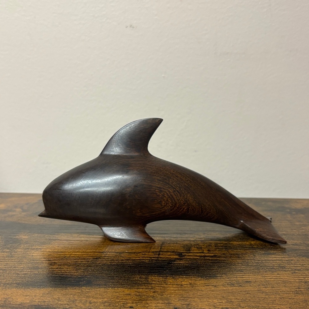 Vintage Hand Carved Wood Dolphin